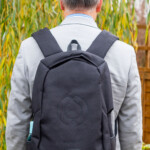 A view from the back demonstrates that the Riutbag R15.3 backpack isn't any wider than it needs to be, even with a drinks bottle.