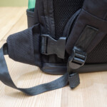 Here the waist strap fixing has been pulled out of its neat pocket built into the base of the shoulder strap.